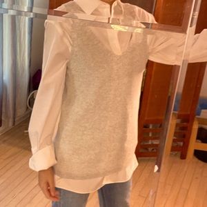 Gap Heather gray knit v-neck sweater vest - size Medium tall